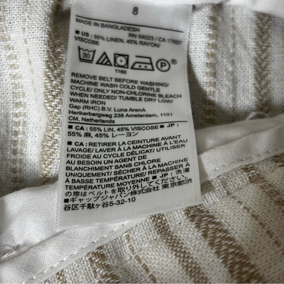 Banana Republic High Waist Beige Striped Shorts Women’s 8 Paper Bag Waist Tie - Picture 3 of 9